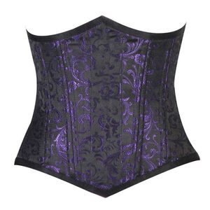 Corset Queen Evie Custom Made Corset purple satin brocade side zip plus size 40